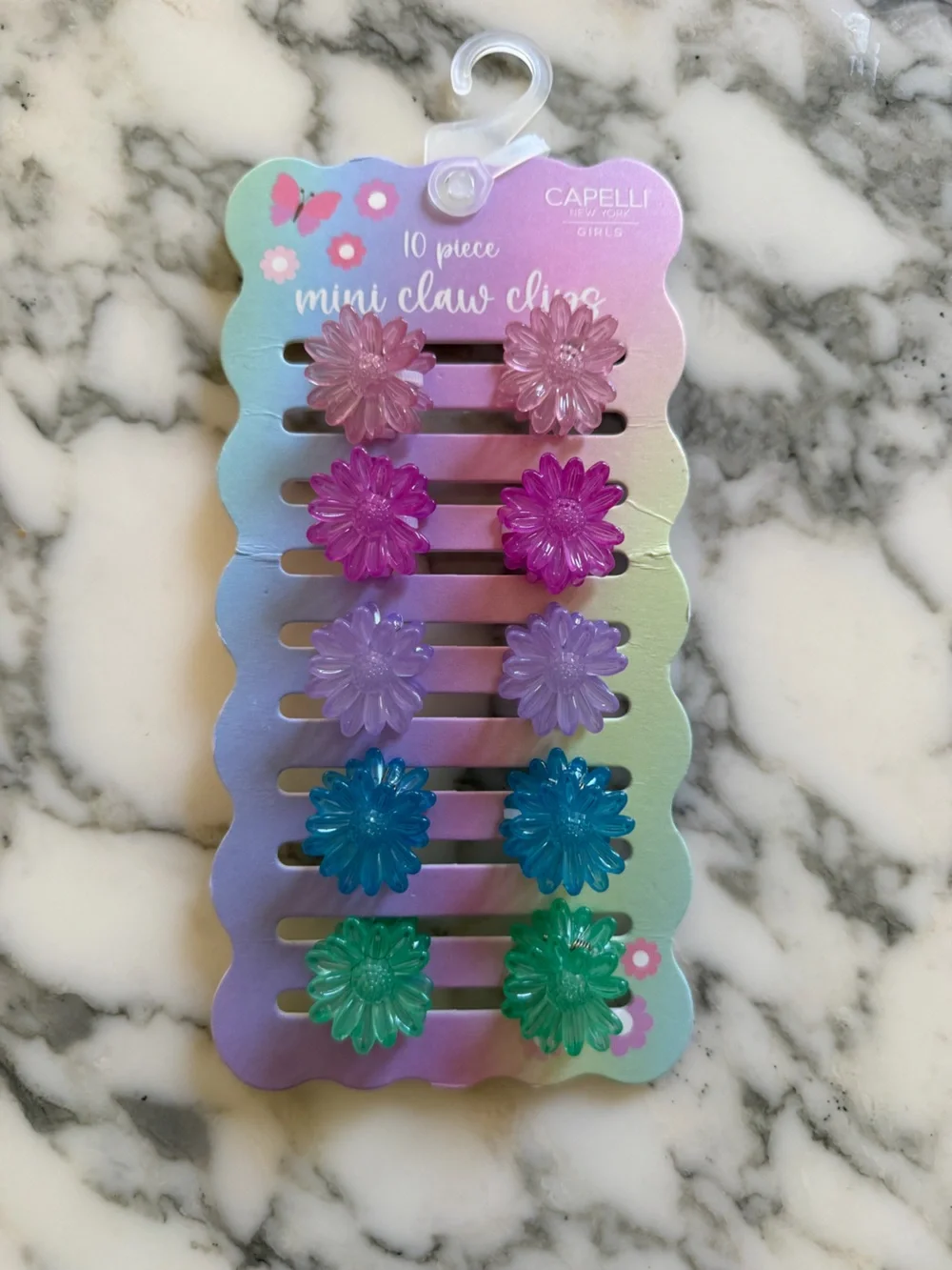NWT Capelli Girls 10-Piece Mini Daisy Flower Hair Claw Clips Set Colorful Y2K
